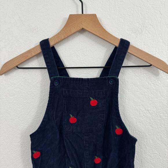 Mini Boden Relaxed Corduroy Overalls Apple Embroidery College Navy Blue 5-6Y - Picture 5 of 11